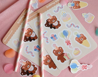 Hoja de pegatinas de Birthday Bears