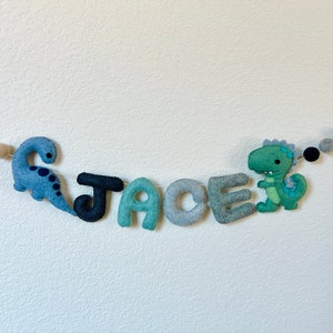 Dinosaur Name Banner, Dinosaur Garland, Nursery Banner, Personalized Name Banner, Nursery Decor, Dinosaur, Birthday Banner, T Rex banner