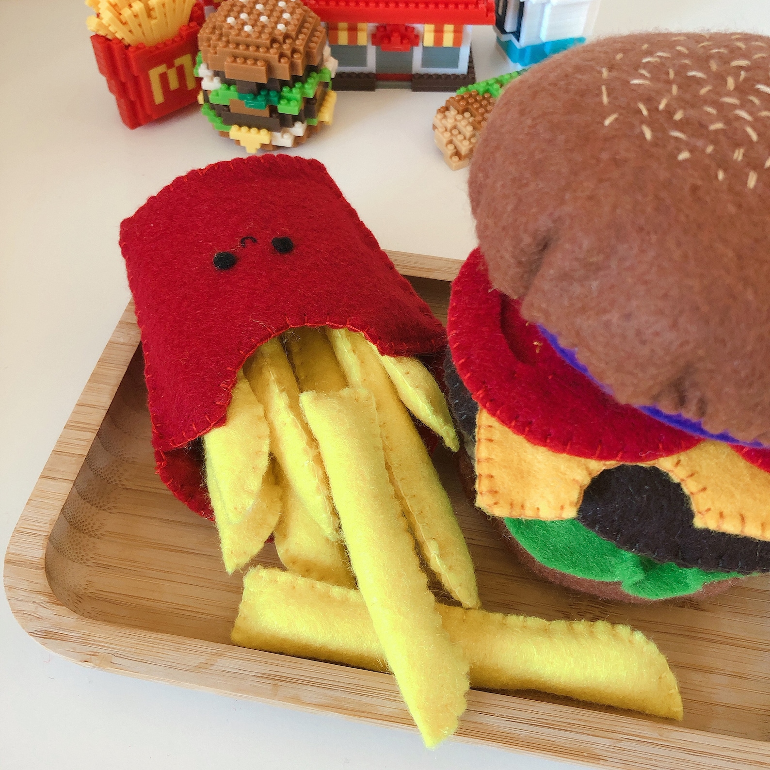 Felt Burger and Fries Felt Pretend Play Food, Felt Foods, Felt Toys