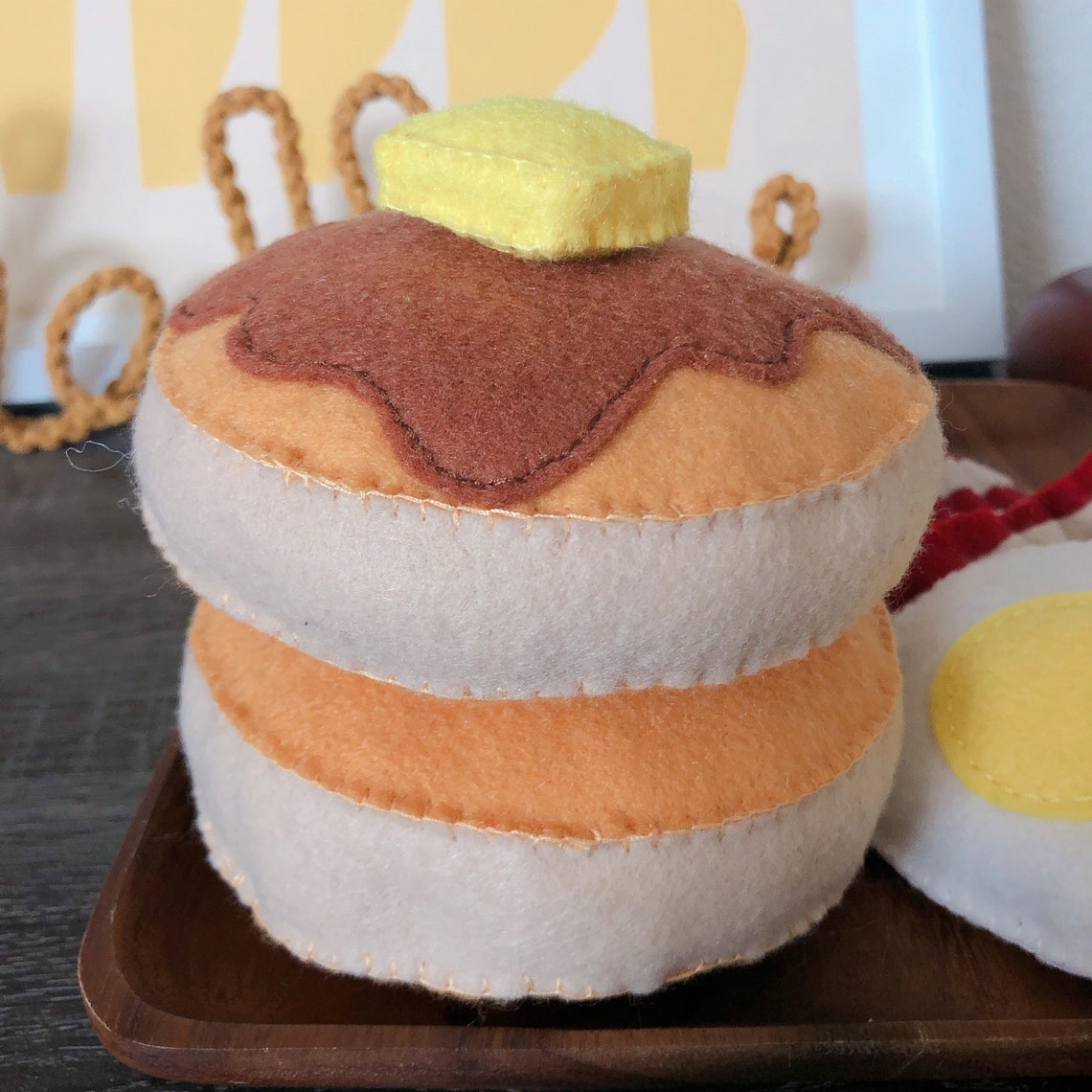 Felt pancake breakfast pancake set with bacon and eggs felt Etsy