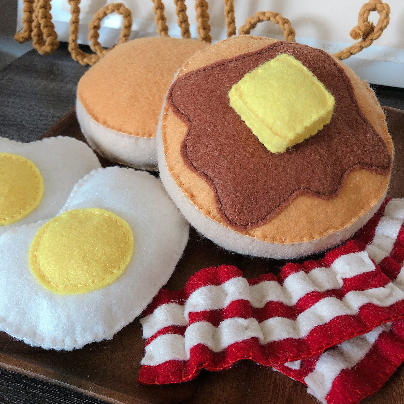 Felt pancake breakfast pancake set with bacon and eggs felt Etsy