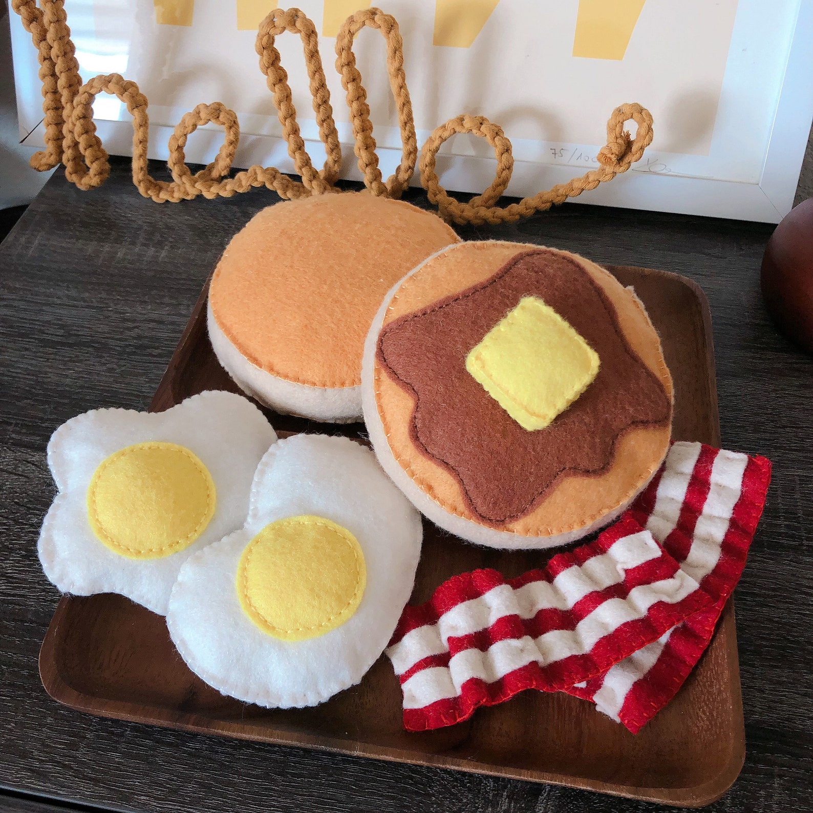 Felt pancake breakfast pancake set with bacon and eggs felt Etsy