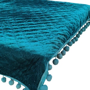 Teal Velvet Quilt, Teal Velvet Comforter, Velvet Bedspread, Velvet bedding, Velvet Blanke,Handmade Quilt,Wedding Gifts
