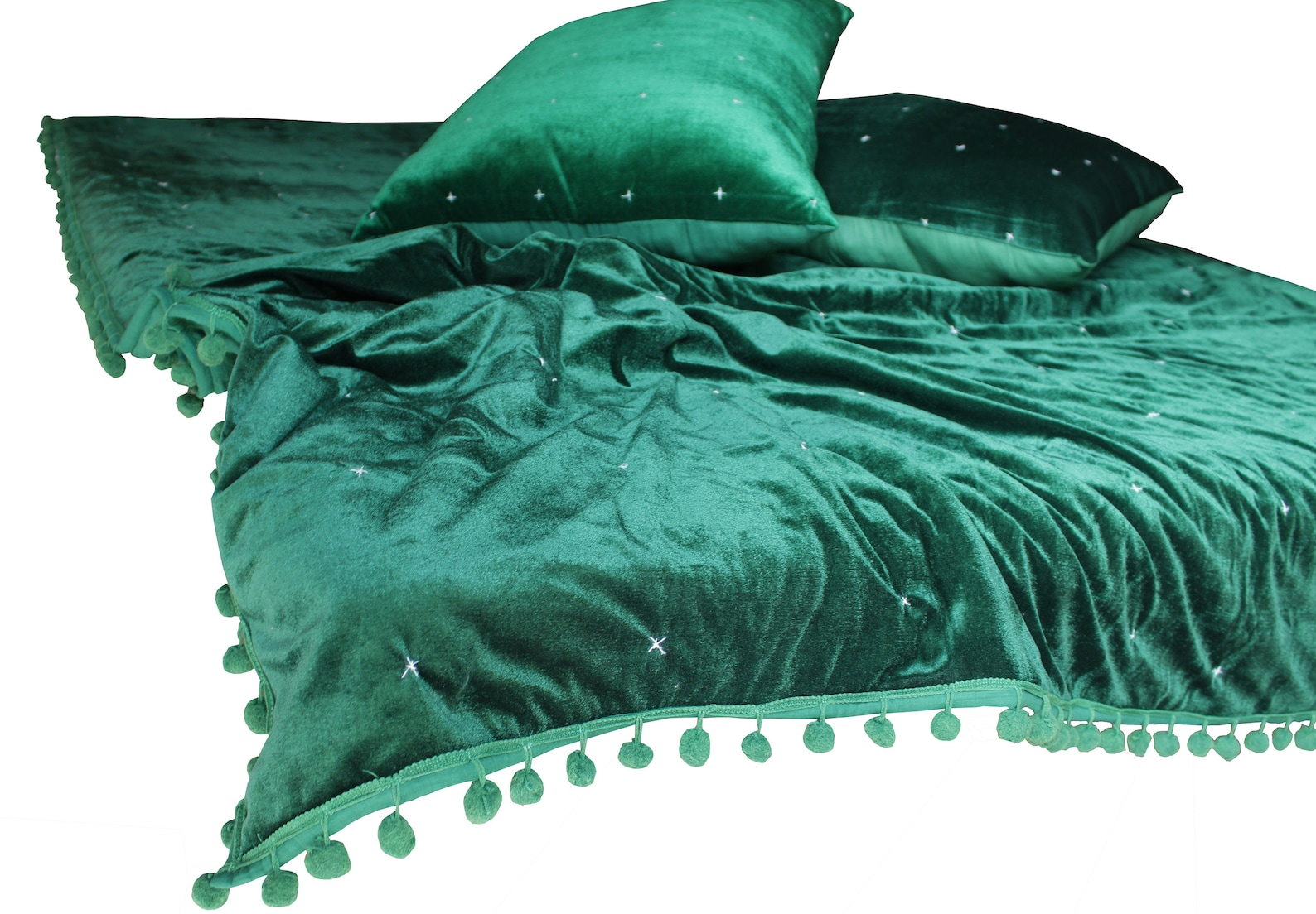 Emerald Green Velvet Quilt Velvet Coverlet Velvet Blanket Etsy