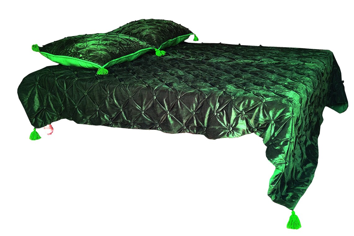 Emerald Green Velvet Comforter Emerald Green Luxury Quilt Etsy