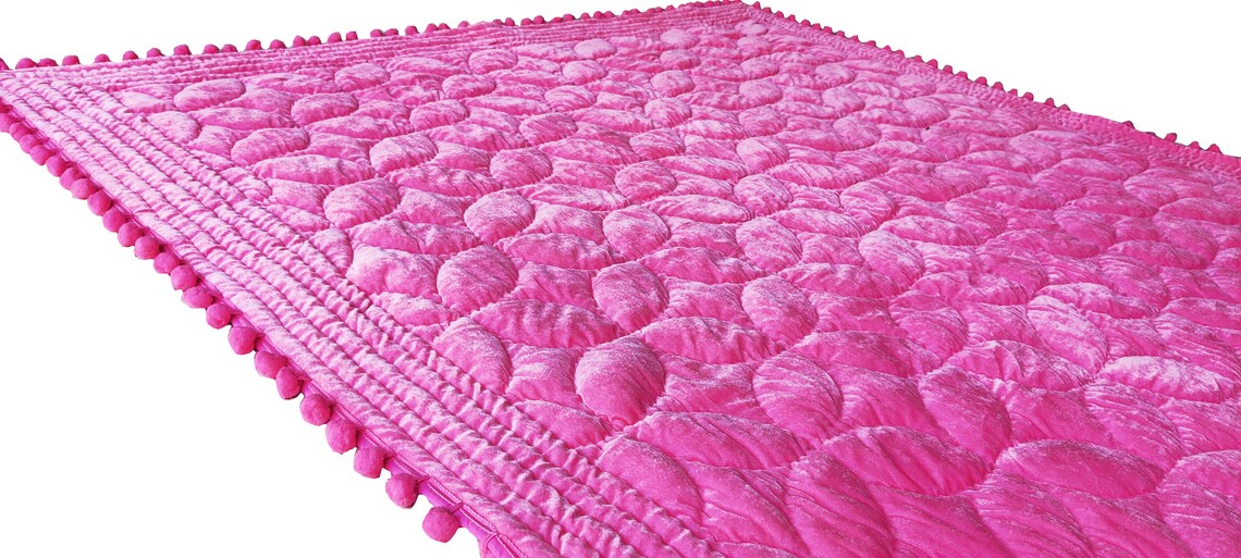 Baby Pink Velvet Comforter Baby Pink Luxury Quilt Baby Pink Etsy