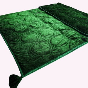 Emerald Green Velvet Quilt, Velvet Comforter, Queen Quilt, Emerald Green King Size Quilt, Quilt For Sale Throws And Blankets Velvet Gift.