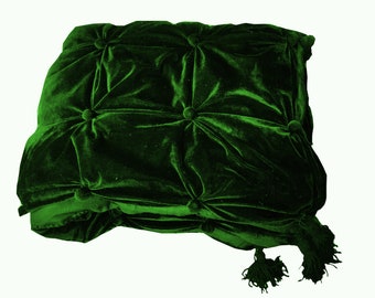 Smaragdgrüne Samt Patchworkdecke: Luxus Tagesdecke, Queen Size