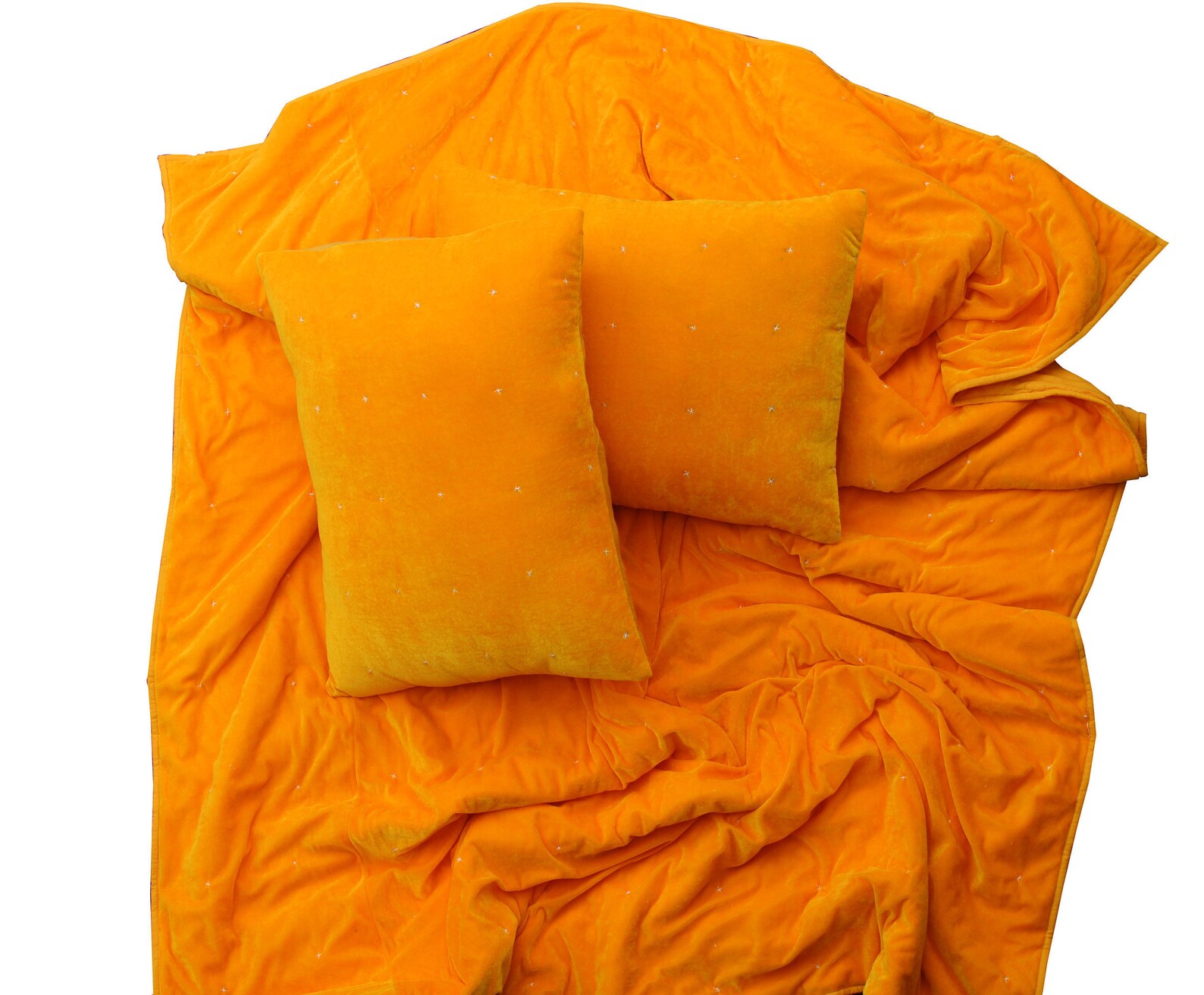 Yellow Quilt Yellow Bedding King Quilt Queen Pompom Quilt Etsy