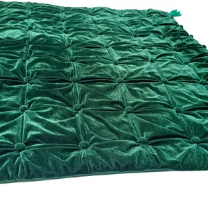 Emerald Green  Emerald Green Velvet Wedding and Party Green quilt king Dark green quilt queen Green quilt queen Bedding gift Gift for her