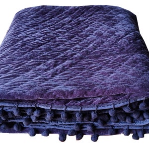 Grey Velvet Quilt,Grey velvet Quilt,Velvet Quilt King, Lap Size Quilt, Blanket, Pick Stitch Quilt, Pom Pom Throw Blanket mother&#39;s Day Gift