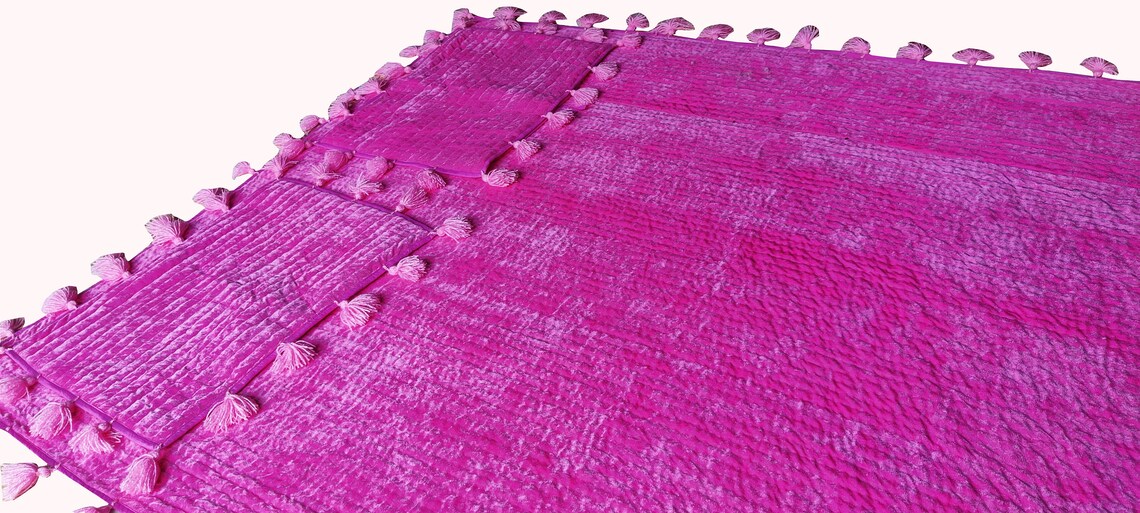 Baby Pink Ombre Velvet Quilt Baby Pink Throw Blanket Baby Pink Etsy
