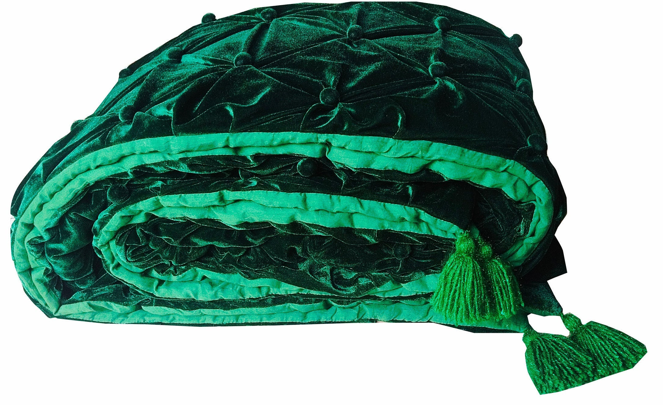 Emerald Green Velvet Quilt Comforter Blanket Bedspread King Etsy UK