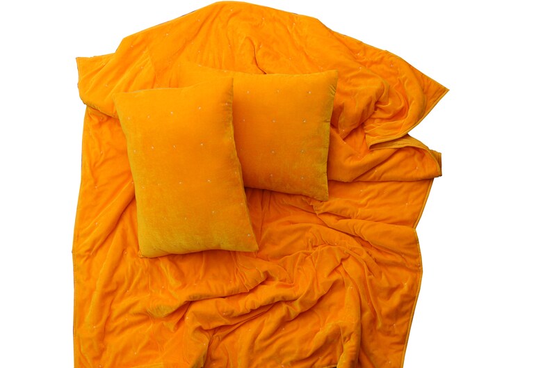 Navy Blue Velvet Blanket Quilt Throw Coverlet Starry Etsy