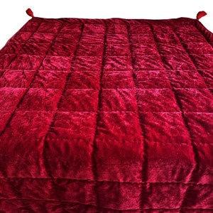 Dark Deep Red Velvet quilt Velvet Comforter, King Quilt, Queen Quilt, Twin Quilts, Bedding Quilts, Velvet Quilt, Pick Stitch Bedding Gift