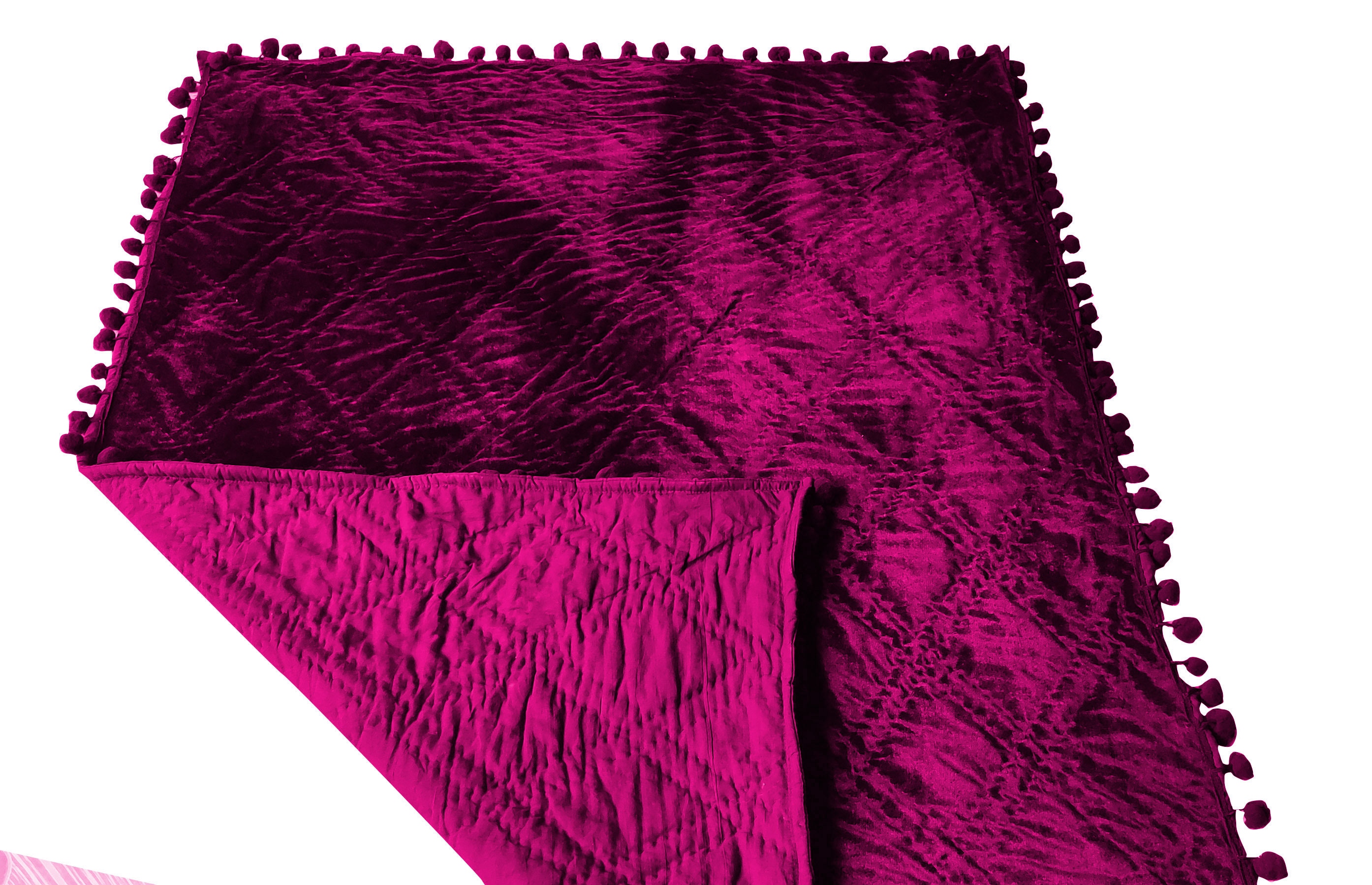 Purple Velvet Comforter King Hand Quilted Modern Quilt Etsy