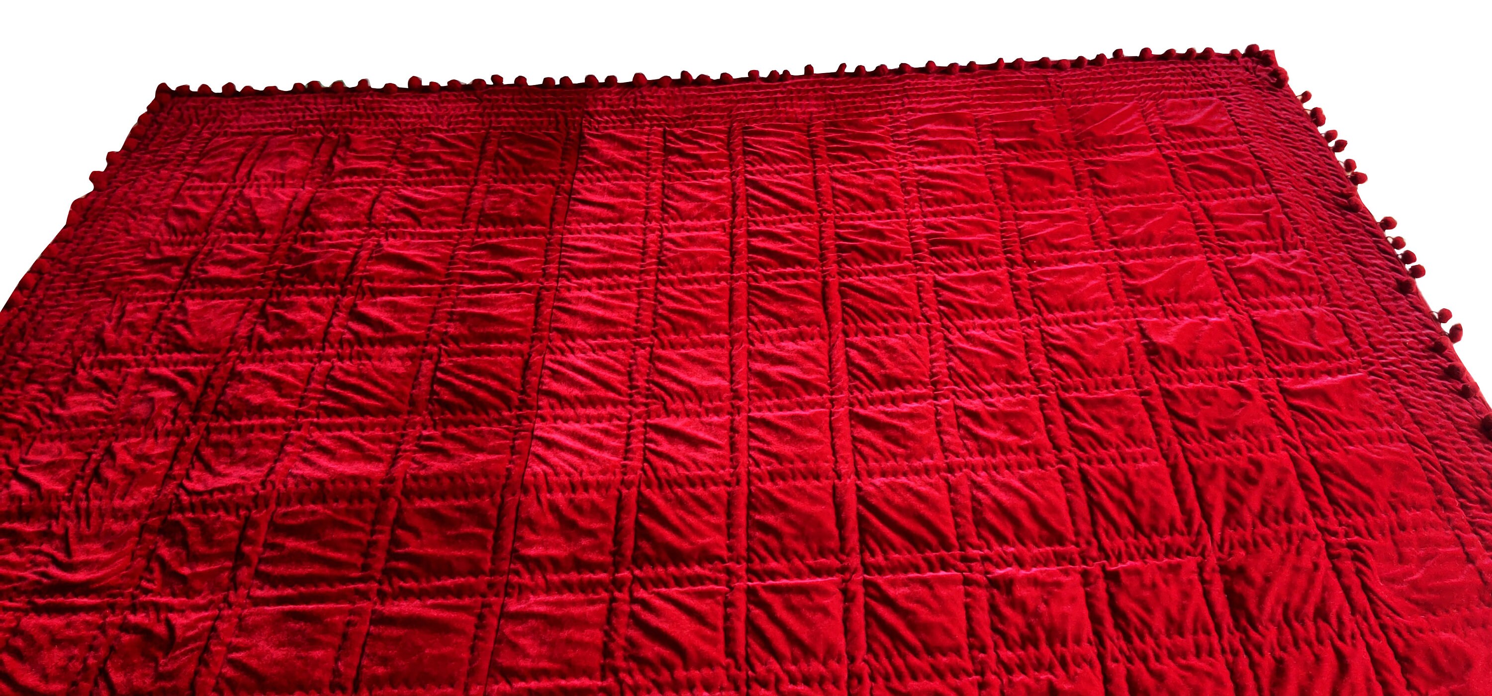 Deep Red Velvet Quilt Deep Red Velvet Comforter Velvet Etsy