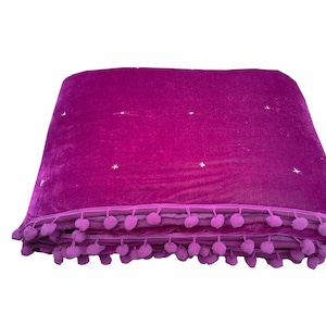Purple Velvet Pompom Starry Hand Stitched quilt Quilt Baby Comforter Blanket Set King Size throw Blanket Mothers Day Gift