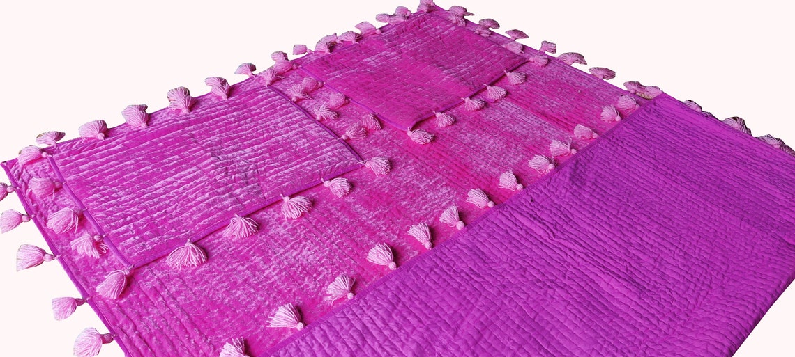 Baby Pink Ombre Velvet Quilt Baby Pink Throw Blanket Baby Pink Etsy