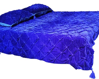 Dark lite Royal Blau Samtdecke Blauer Luxus Quilt, Blaue Königin Quilt, Blaue König Quilt Blaue Tagesdecke, Samt Quilt Samtdecke
