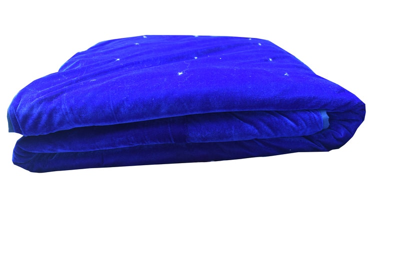 Royal Blue Velvet Quilt Velvet Comforter King Quilt Queen Etsy