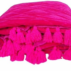 Fuchsia Ombre Velvet Quilt Fuchsia Throw Blanket Fuchsia Queen Quilt, Fuchsia King Quilt Hand  Stitched QuiltedBeauty and Health Gift Set