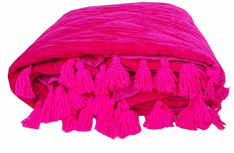 Fuchsia Ombre Velvet Quilt Fuchsia Throw Blanket Fuchsia Queen Etsy