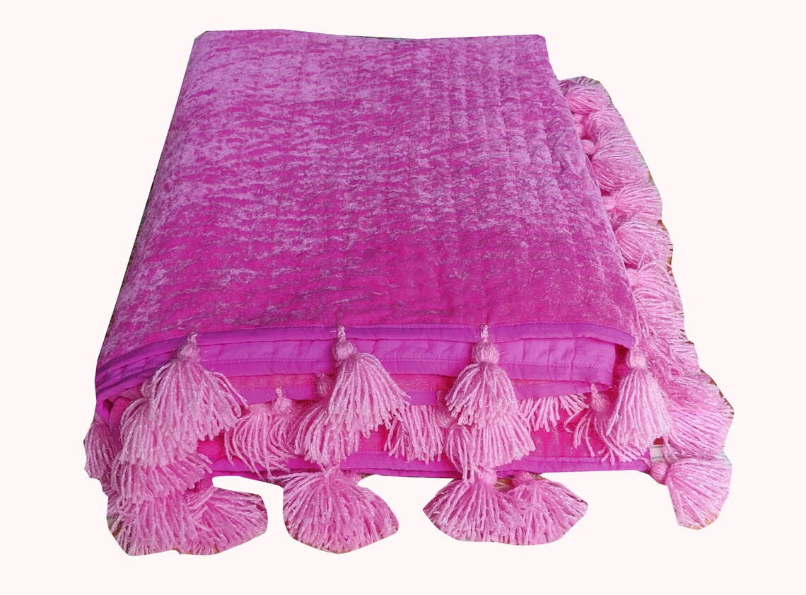 Baby Pink Ombre Velvet Quilt Baby Pink Throw Blanket Baby Pink Etsy