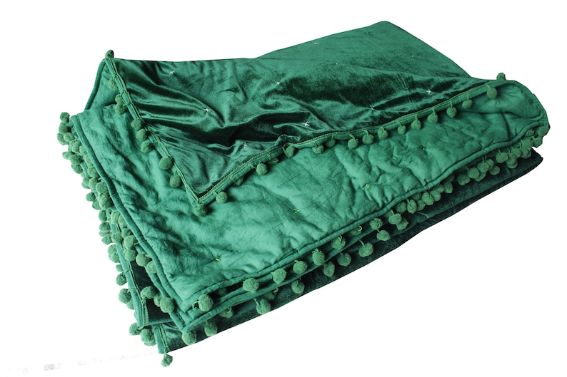 Emerald Green Velvet Quilt Velvet Coverlet Velvet Blanket Etsy