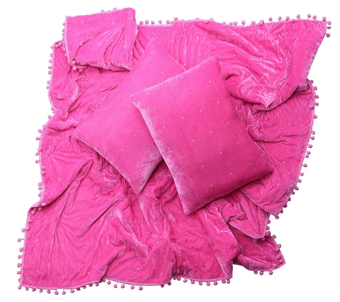 Baby Pink Velvet Comforter King Quilt Queen Quilt Luxury Etsy