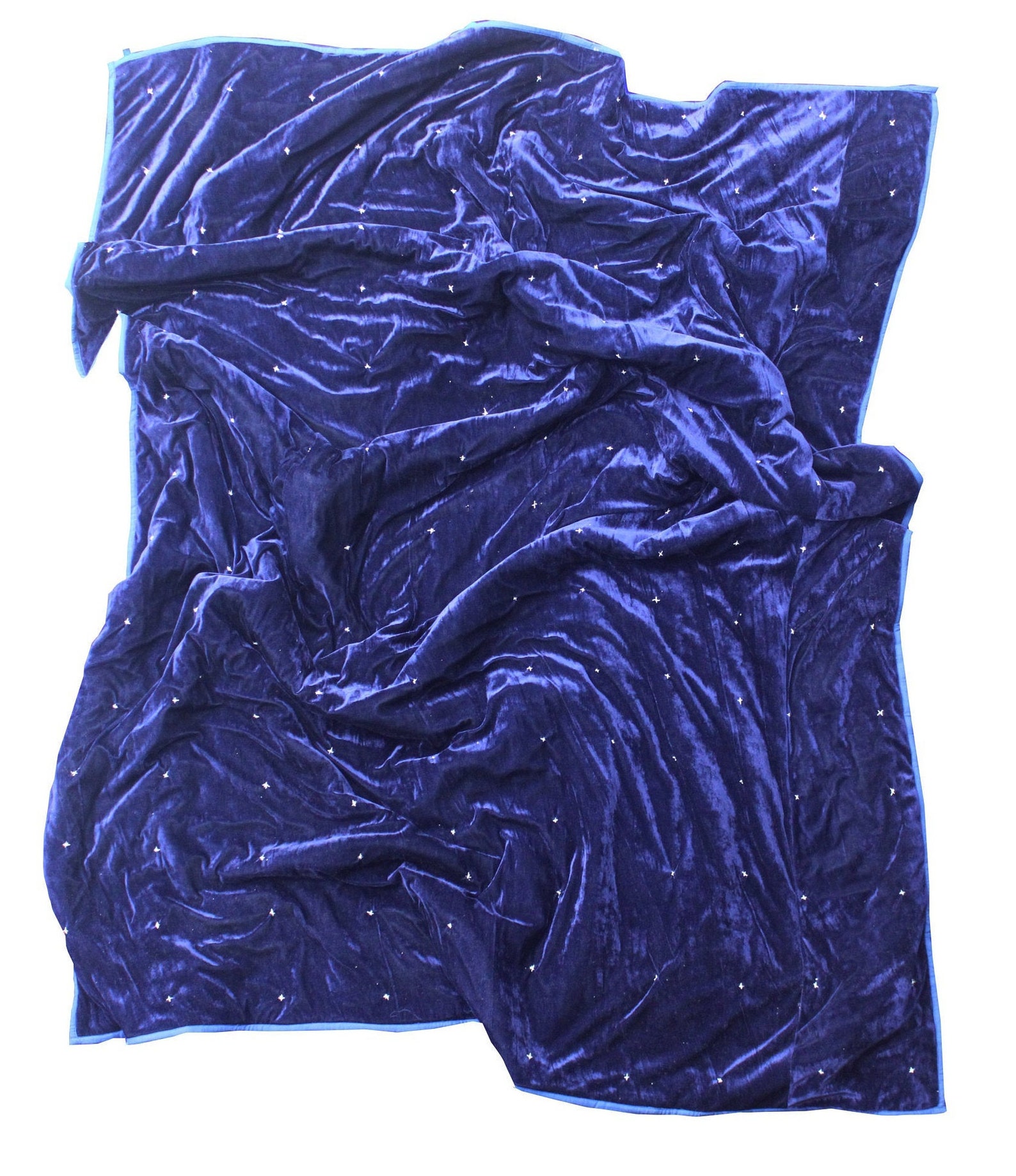 Navy Blue Velvet Blanket Quilt Throw Coverlet Starry Etsy