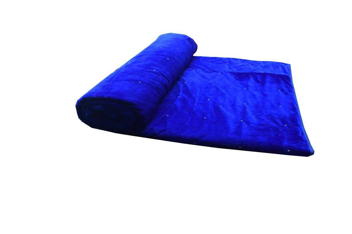 Navy Blue Velvet Quilt Navy Velvet Bedspread Wedding & Party Etsy
