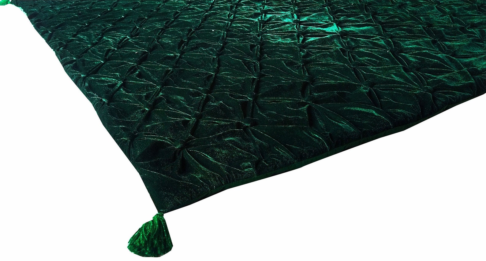 Emerald Green Velvet Quilt Comforter Blanket Bedspread King Etsy UK