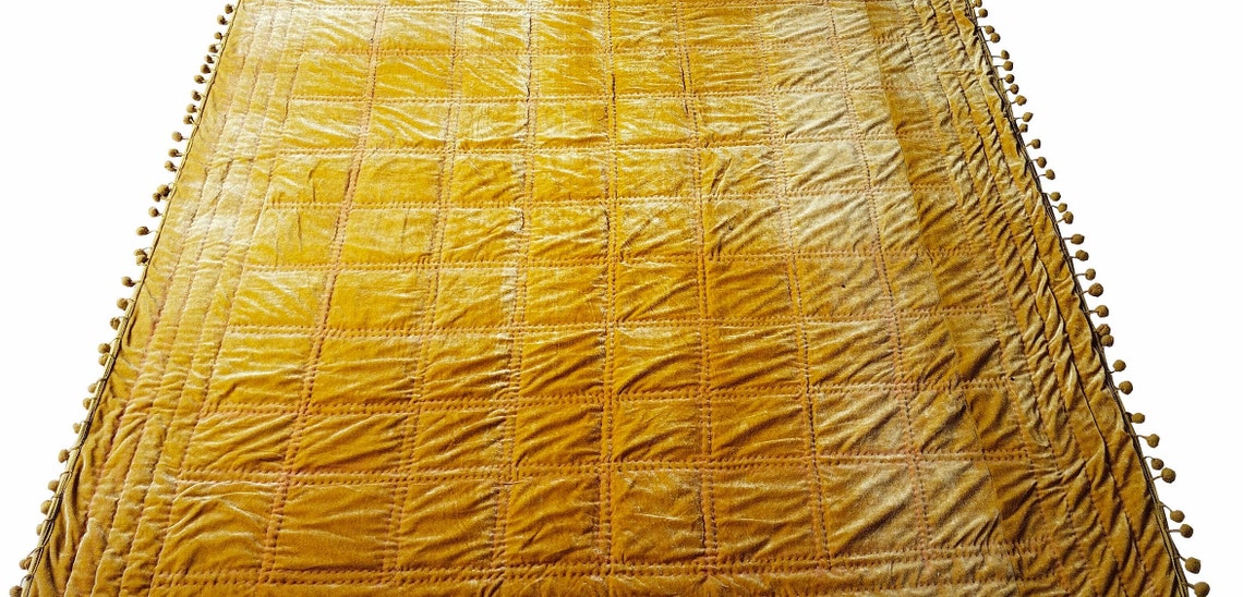 Dark light Gold Velvet Quilt Gold Velvet Comforter Velvet Etsy
