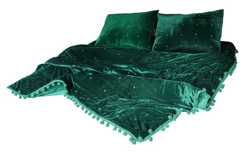 Emerald Green Quilt Star Quilting Green Velvet Quilt Velvet Etsy