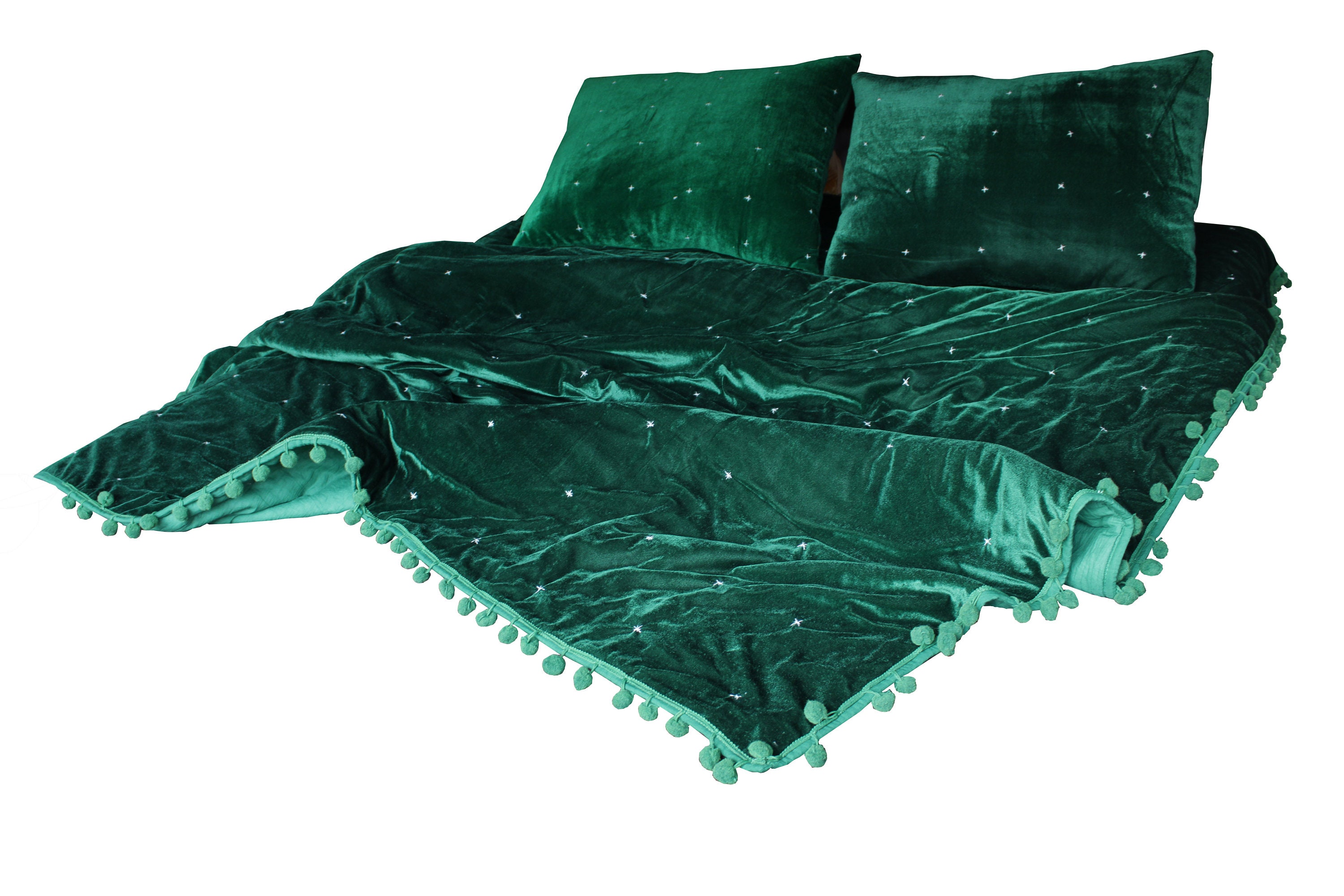 Emerald Green Quilt Star Quilting Green Velvet Quilt Velvet Etsy