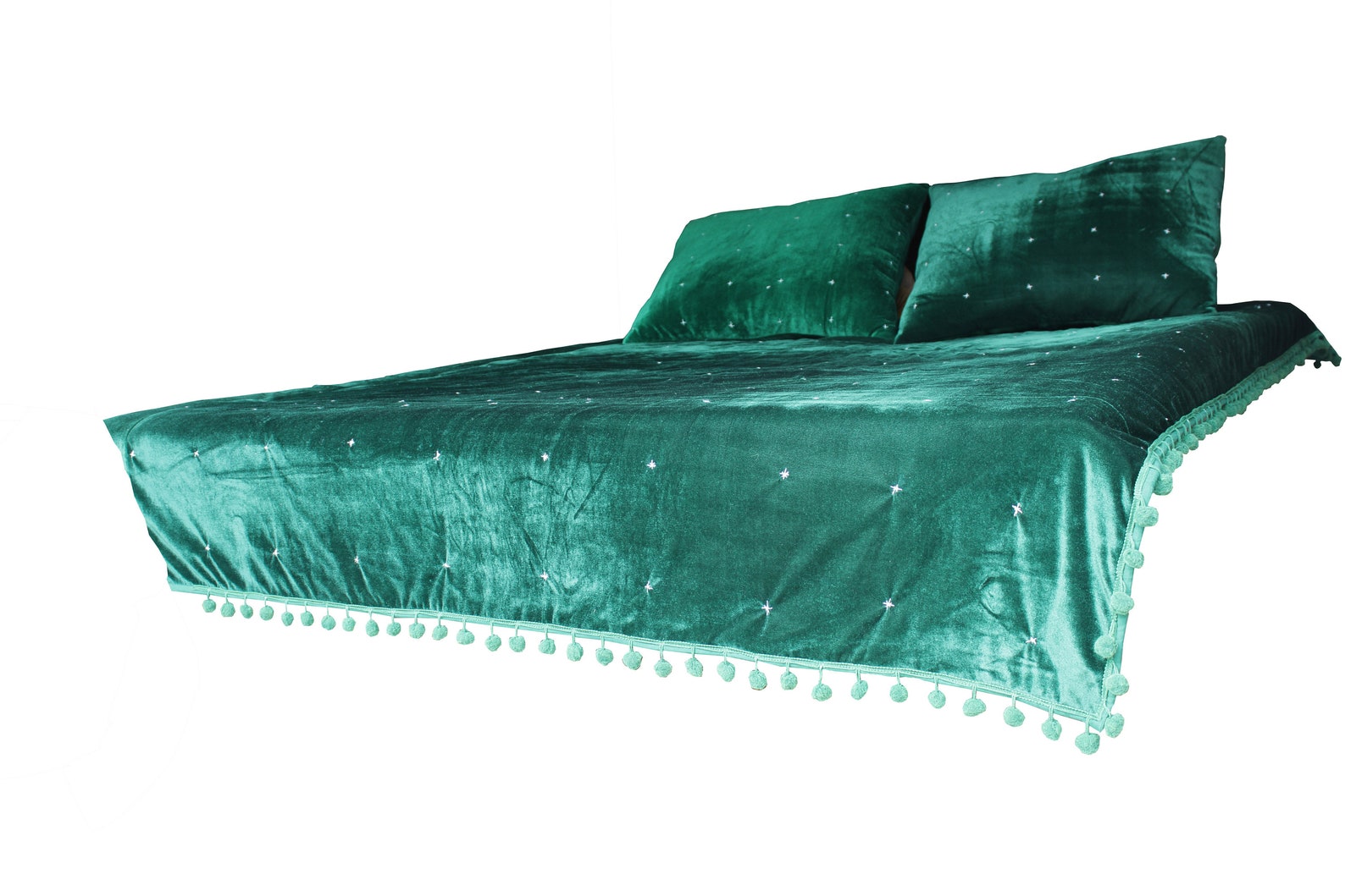 Emerald Green Quilt Star Quilting Green Velvet Quilt Velvet Etsy