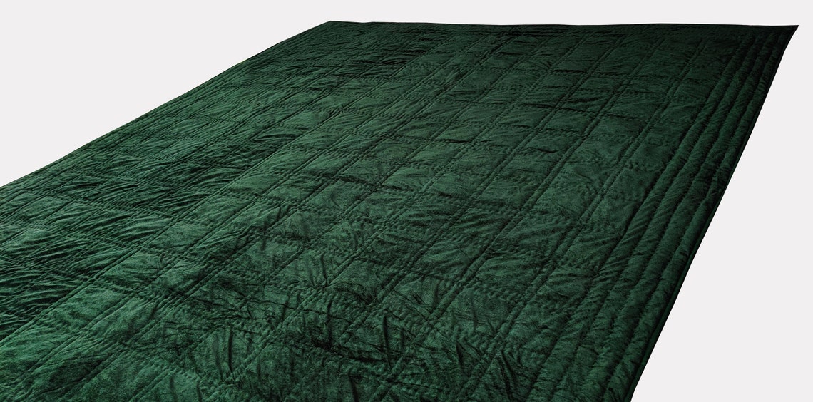 Emerald Green Velvet Comforter Green Luxury Quilt Emerald Etsy