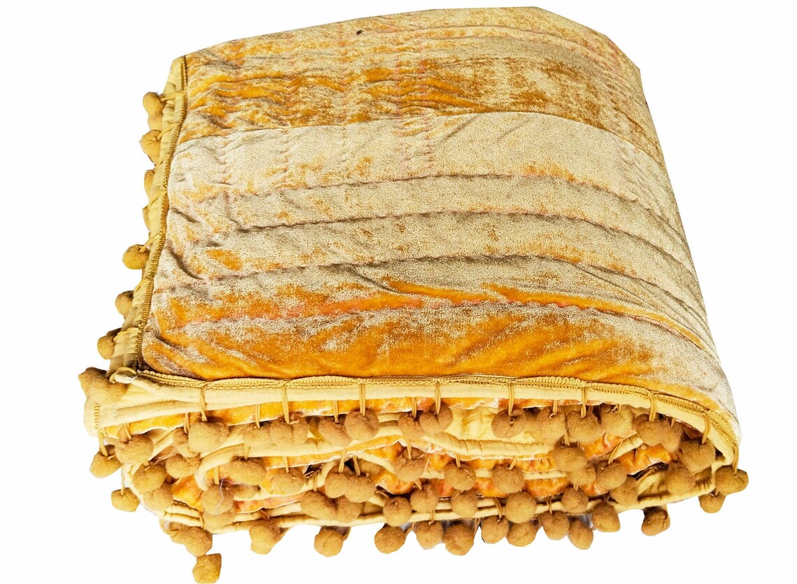 Dark light Gold Velvet Quilt Gold Velvet Comforter Velvet Etsy