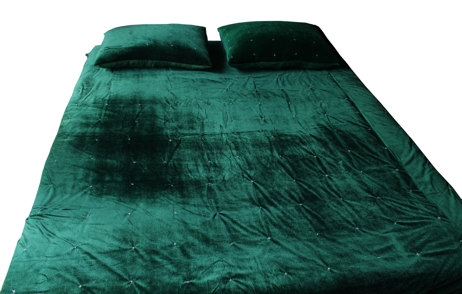 Emerald Green Quilt Star Quilting Green Velvet Quilt Velvet Etsy