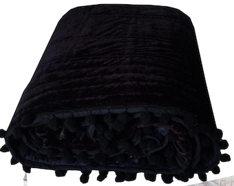 Edredón de terciopelo negro, edredón, manta, colcha, tamaño King, ropa de cama, regalos, farsa europea, regalos de navidad, regalos de boda, regalo personalizado