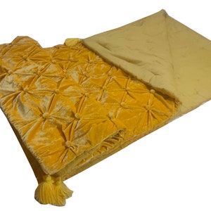Luxury gold Velvet Quilt Comforter Blanket Bedspread King size throw Bedding Gifts  Mothers day Gifts Wedding Gifts Pick Stitch Quilt