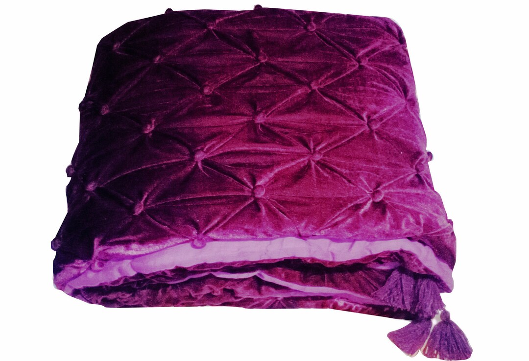 Wine Purple Velvet Quilt Comforter Blanket Bedspread King Size Throw Bedding Gifts Euro Shams