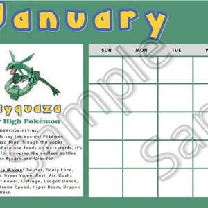 Printable Pokemon Calendar | Printable Kids Calendar | Pikachu | PDF ...