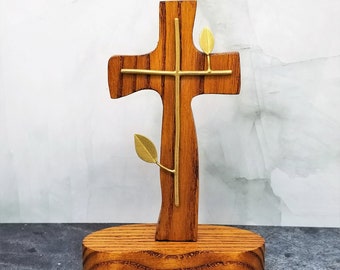 Handmade Standing Table Wood Cross, Decorative Cross Gift for Christians on Easter, Mother’s Day, Father’s Day, Housewarming, Anniversary