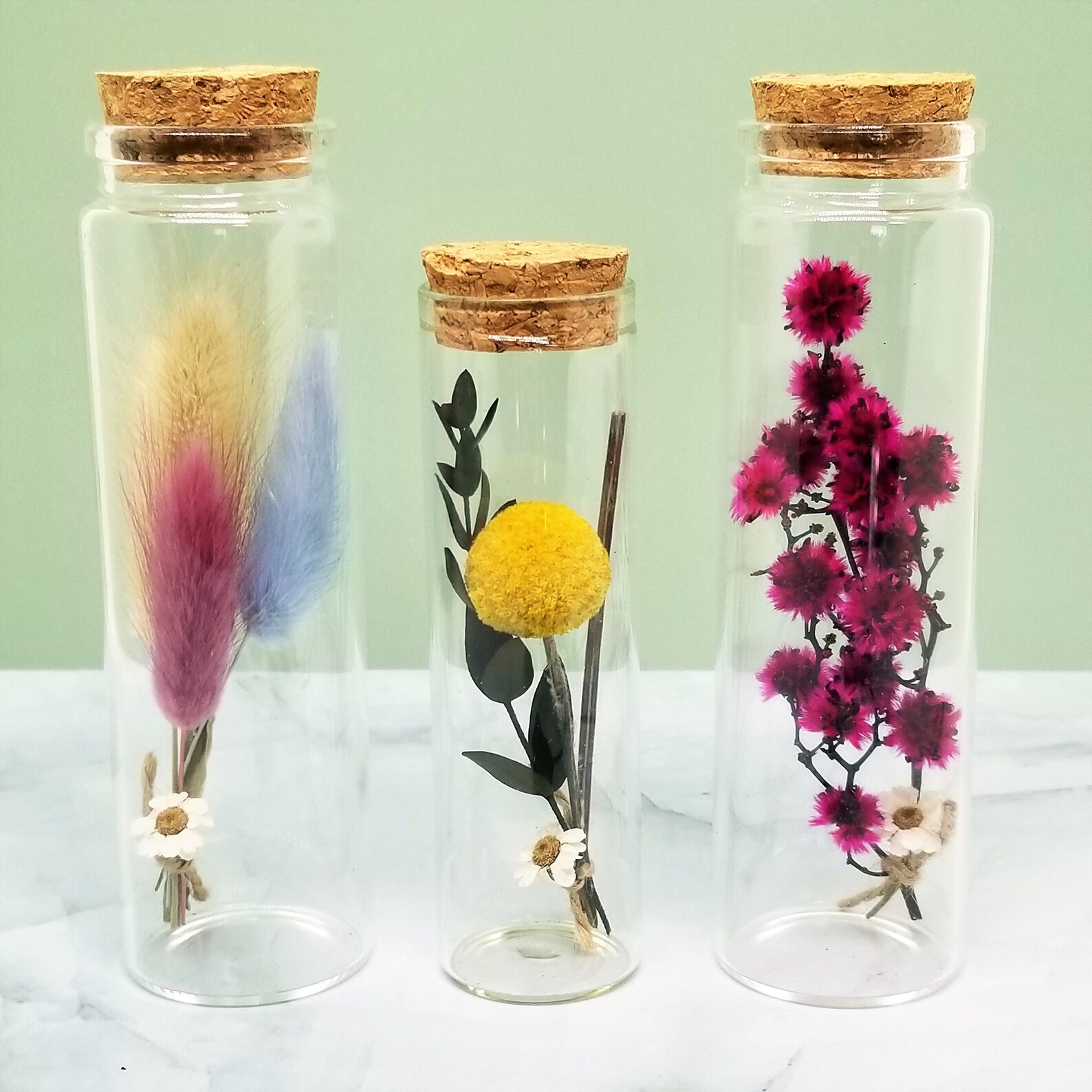 Preserved Real Flowers Dry Flowers in Glass Bottle for Etsy