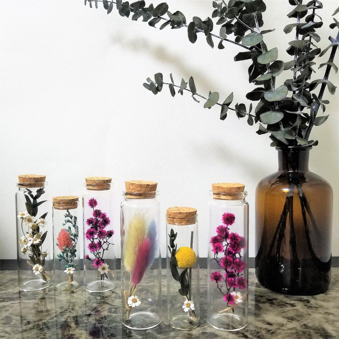 Preserved Real Flowers Dry Flowers in Glass Bottle for Etsy