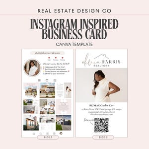 Business Card, Real Estate Marketing, Printable, QR Code, Canva Template, Instagram Inspired