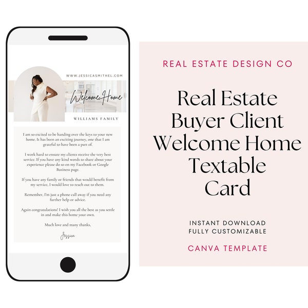 Welcome Home Textable Card Real Estate Text Message Canva Template Buyer Welcome Home Key Day Possession Day Realtor Marketing Buyer Client