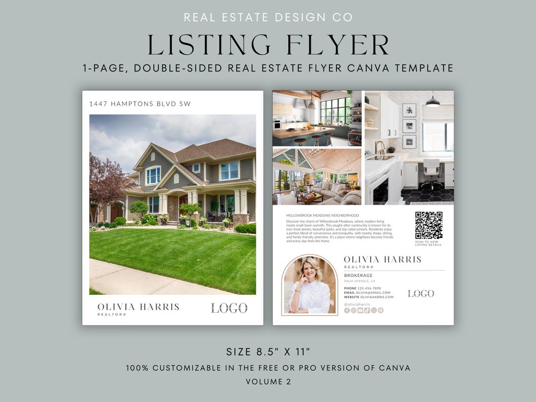 Buy Editable Real Estate Flyer Canva Template | Double-sided Property ...